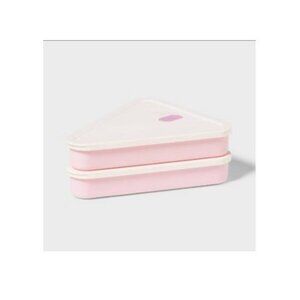Room Essentials™ Set of 2 Pizza Triangle Food Storage Containers, Pink/Ivory